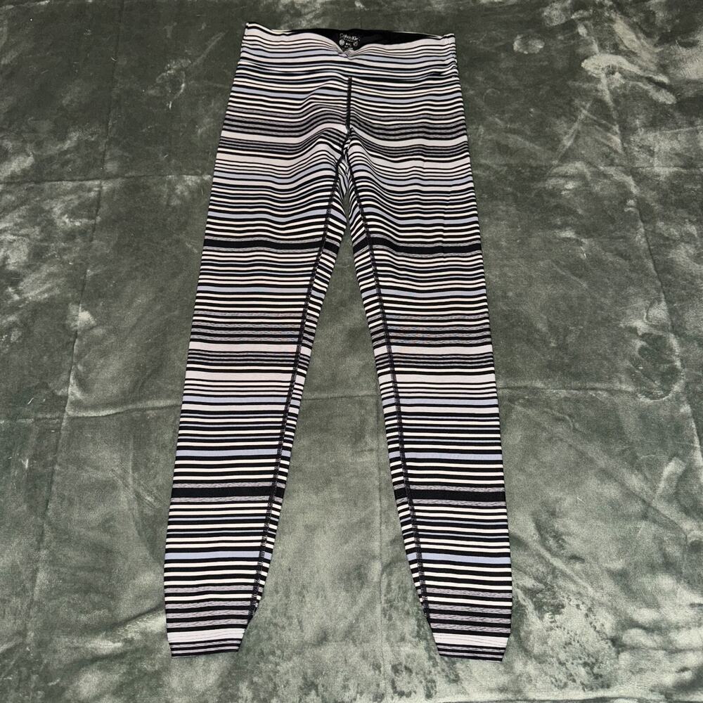 Calvin Klein Performance Legging Womens Small White Black Striped Ruched Ankle